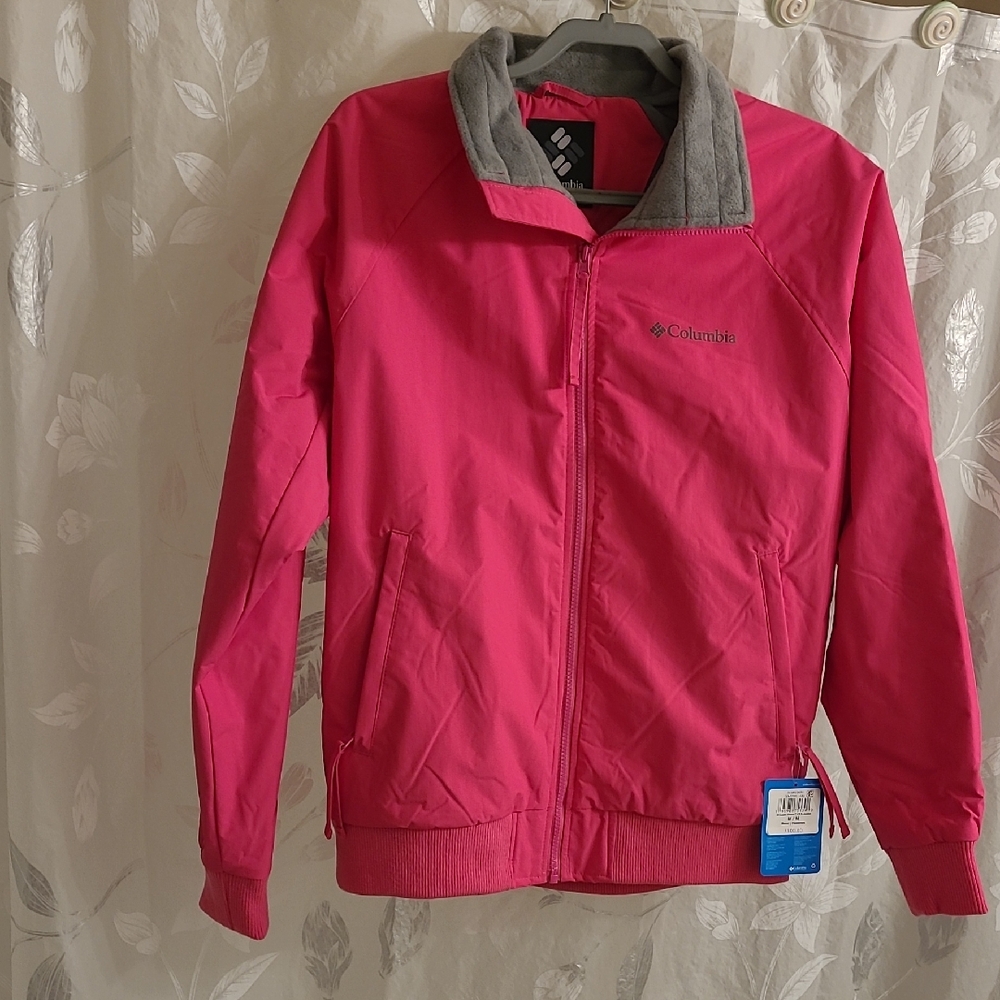 Fully Lined Columbia Fuchsia Jacket with Charcoal Collar